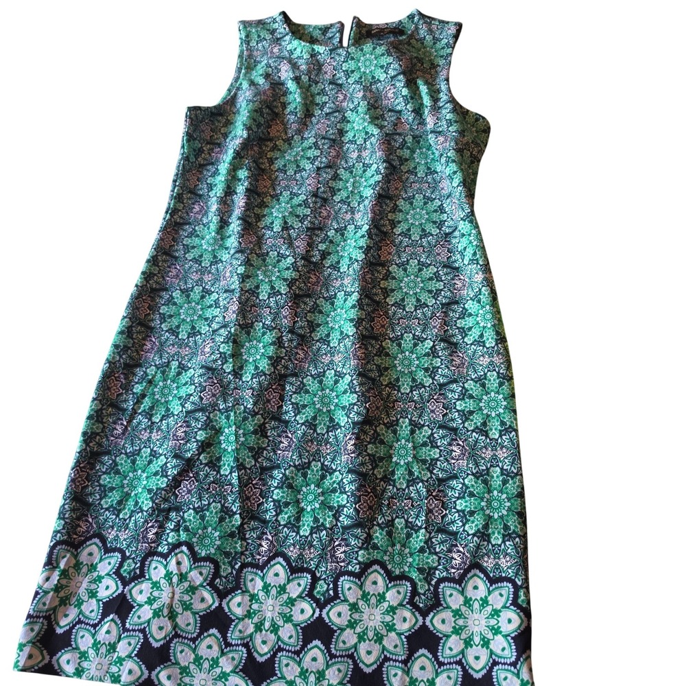 Banana Republic Womens Green Navy Floral Medallion Sleeveless Shift Dress Size 8